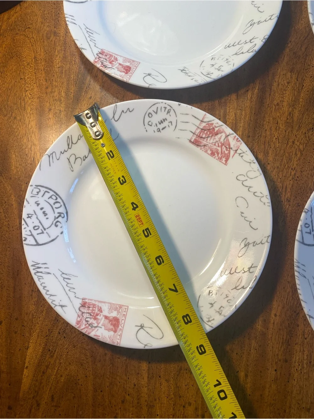 Corelle Sincerely Yours Postage Stamp 8.5”Salad Plates  - Set of 4